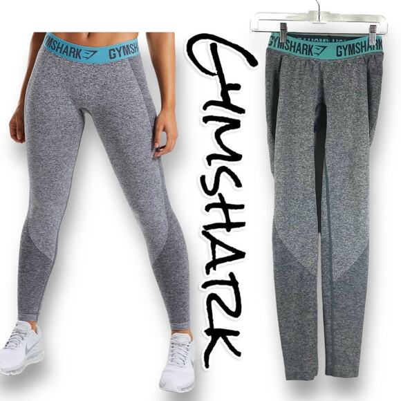Gymshark Flex Leggings Charcoal Marl Dusky Teal Womens Size Small - Picture 1 of 9